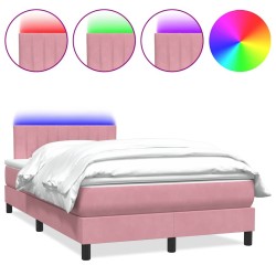 Sommier à lattes de lit avec matelas rose 120x220 cm velours 