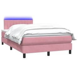Sommier à lattes de lit avec matelas rose 120x220 cm velours 