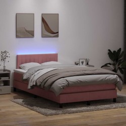 Sommier à lattes de lit avec matelas rose 120x220 cm velours 