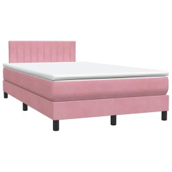 Sommier à lattes de lit avec matelas rose 120x220 cm velours 