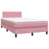Sommier à lattes de lit avec matelas rose 120x220 cm velours 