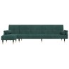 Canapé-lit en forme de L vert foncé 271x140x70 cm velours 