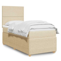 Sommier à lattes de lit avec matelas Crème 90x200 cm Tissu 