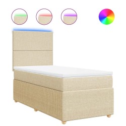 Sommier à lattes de lit avec matelas Crème 90x200 cm Tissu 