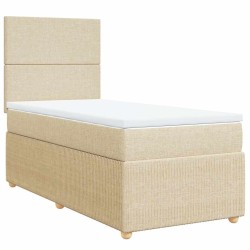 Sommier à lattes de lit avec matelas Crème 90x200 cm Tissu 