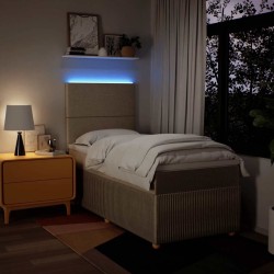 Sommier à lattes de lit avec matelas Crème 90x200 cm Tissu 