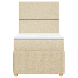 Sommier à lattes de lit avec matelas Crème 90x200 cm Tissu 