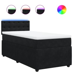 Sommier à lattes de lit avec matelas Noir 100x200 cm Velours 
