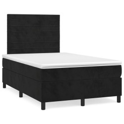 Sommier à lattes de lit avec matelas noir 120x190 cm velours 