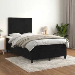 Sommier à lattes de lit avec matelas noir 120x190 cm velours 