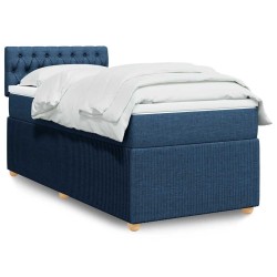 Sommier à lattes de lit avec matelas Bleu 90x190 cm Tissu 
