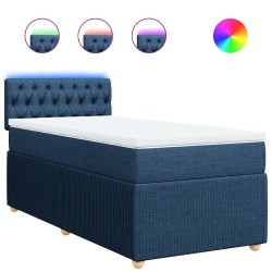 Sommier à lattes de lit avec matelas Bleu 90x190 cm Tissu 