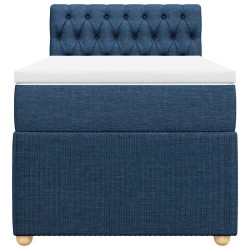 Sommier à lattes de lit avec matelas Bleu 90x190 cm Tissu 