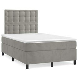 Sommier à lattes de lit et matelas gris clair 120x190cm velours 