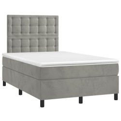 Sommier à lattes de lit et matelas gris clair 120x190cm velours 