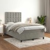 Sommier à lattes de lit et matelas gris clair 120x190cm velours 