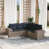 Salon de jardin 5 pcs avec coussins gris résine tressée 