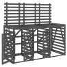 Abri pour poubelle triple sur roulettes gris bois massif de pin 