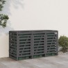 Abri pour poubelle triple sur roulettes gris bois massif de pin 