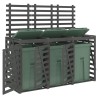 Abri pour poubelle triple sur roulettes gris bois massif de pin 