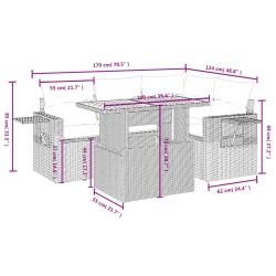 Salon de jardin 5 pcs avec coussins gris résine tressée 
