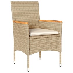 Ensemble à manger de jardin et coussins 5pcs beige rotin acacia 