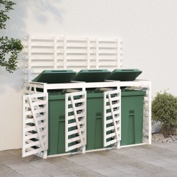 Abri pour poubelle triple sur roulettes blanc bois pin 