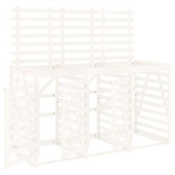 Abri pour poubelle triple sur roulettes blanc bois pin 