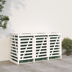 Abri pour poubelle triple sur roulettes blanc bois pin 