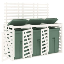Abri pour poubelle triple sur roulettes blanc bois pin 