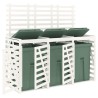 Abri pour poubelle triple sur roulettes blanc bois pin 