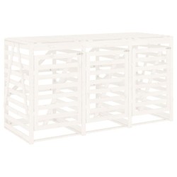 Abri pour poubelle triple sur roulettes blanc bois pin 