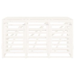 Abri pour poubelle triple sur roulettes blanc bois pin 
