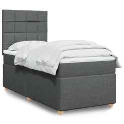 Sommier à lattes de lit et matelas Gris foncé 90x190 cm Tissu 