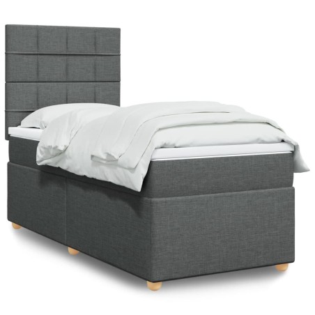 Sommier à lattes de lit et matelas Gris foncé 90x190 cm Tissu 