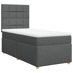 Sommier à lattes de lit et matelas Gris foncé 90x190 cm Tissu 