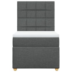 Sommier à lattes de lit et matelas Gris foncé 90x190 cm Tissu 