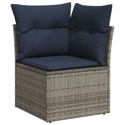 Salon de jardin 5 pcs avec coussins gris résine tressée 