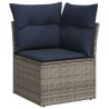 Salon de jardin 5 pcs avec coussins gris résine tressée 