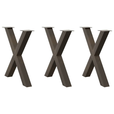 Pieds de table à manger en forme de X, 3 pièces, acier naturel, 80 x (72-73) cm 