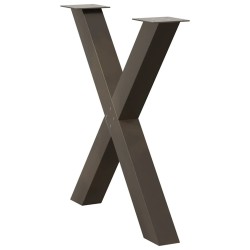 Pieds de table à manger en forme de X, 3 pièces, acier naturel, 80 x (72-73) cm 