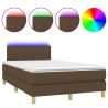 Sommier à lattes de lit matelas et LED Marron foncé 120x200 cm 