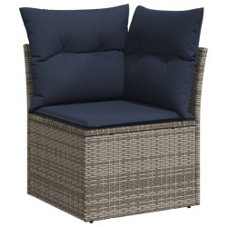 Salon de jardin 5 pcs avec coussins gris résine tressée 