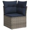 Salon de jardin 5 pcs avec coussins gris résine tressée 