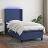 Sommier à lattes de lit matelas et LED Bleu 90x190 cm Tissu 