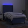 Sommier à lattes de lit matelas et LED Bleu 90x190 cm Tissu 