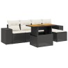 Salon de jardin 6 pcs avec coussins noir résine tressée 