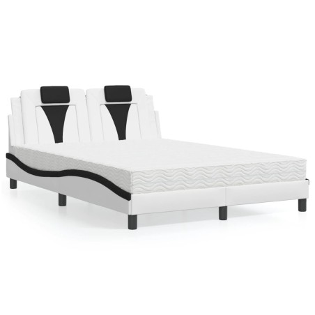 Lit avec matelas blanc et noir 140x200 cm similicuir 