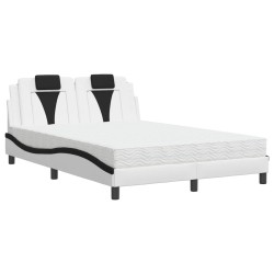 Lit avec matelas blanc et noir 140x200 cm similicuir 