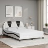 Lit avec matelas blanc et noir 140x200 cm similicuir 